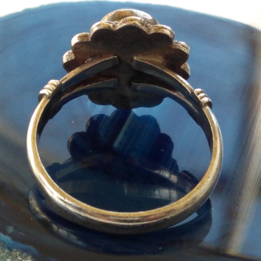 VTG SouthWestern Sterling Silver Green Stone Ring - Picture 8 of 8